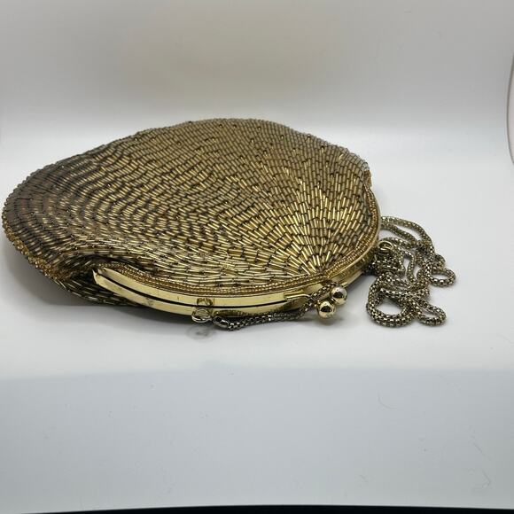 LA REGALE LTD Beaded Kisslock Frame Evening Bag Gold Chain Strap - Picture 7 of 13